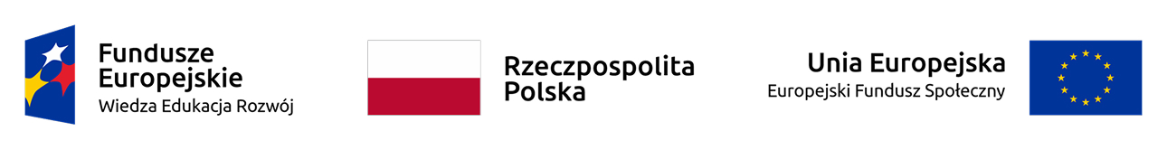 Logotypy: Fundusze Europejskie - Wiedza Edukacja Rozwój, Rzeczpospolita Polska, Unia Europejska - Europejski Fundusz Społeczny